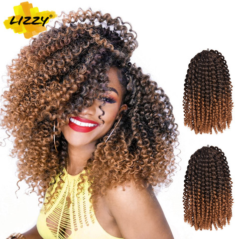 Afro Kinky Twist ganchillo pelo sintético rizado Omber trenzas Marley trenzado extensiones de cabello para mujeres negras 8-12 pulgadas Lizzy pelo ► Foto 1/6