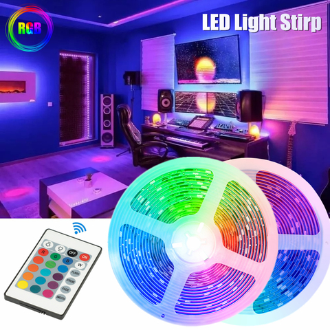 Tira de luces LED RGB Flexible, decoración, lámpara de diodo, cadena de mando a distancia para dormitorio, Fondo de TV, cinta de iluminación de decoración USB ► Foto 1/6