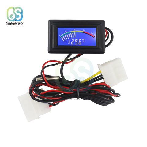 Termómetro Digital con puntero LCD, medidor de temperatura de agua para coche, medidor de temperatura C/F, Sensor NTC para caja de ordenador, calderas de aire acondicionado ► Foto 1/4