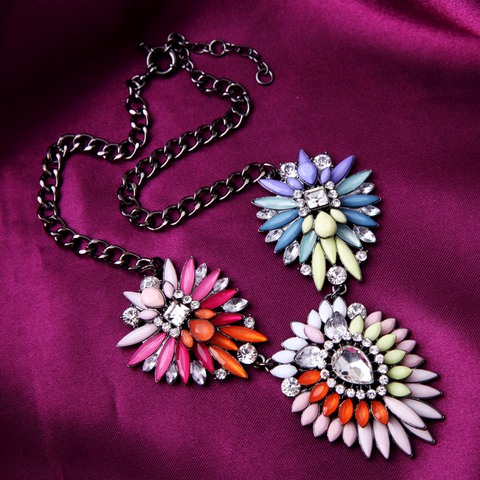 Collar de declaración con colgante grande Vintage para fiesta de resina piedra cuentas imitación de perlas collar de cadena de gota para joyería de las mujeres ► Foto 1/6