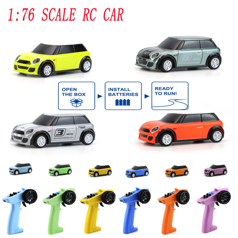 Mini coche teledirigido 2WD RTR con luces traseras LED, 10 colores, 1/76, 2,4 Ghz, 3 canales, Grafiti de manualidades ► Foto 1/6