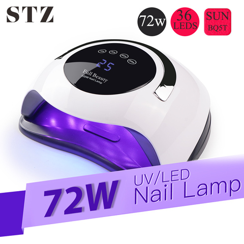 STZ 72W de alta potencia secador de uñas todo Gel polaco curado rápido lámpara de uñas LED UV LCD pantalla táctil Auto Sensor manicura SUNBQ5T ► Foto 1/6