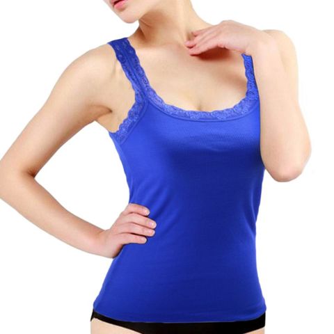 Camiseta sin mangas para mujer, camisola básica lisa brillante de Color caramelo con adorno de encaje Floral, ropa interior informal de punto acanalado, Chaleco Ajustado ► Foto 1/6