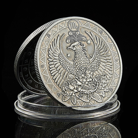 Medalla de moneda conmemorativa de la constelación del horóscopo Escorpio, moneda chapada en plata antigua, regalos de colección, 2022 ► Foto 1/6