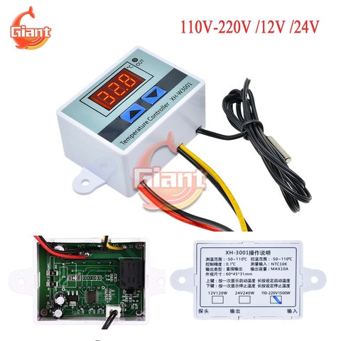 Controlador de temperatura Digital XH W3001 110V 220V 12V 24V termostato de microordenador regulador de temperatura de agua de acuario ► Foto 1/6