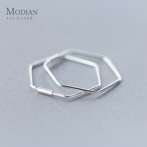 Modian encanto geométrico Simple de pendientes de aro de plata para las mujeres, Plata de Ley 925 auténtica lindo pequeño clásico regalo de la joyería ► Foto 1/5