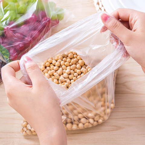 Fresco-mantener la comida Film transparente 1 bolsa extraíble portátil verduras y frutas bolsas de plástico engrosada refrigerador bolsa de almacenamiento ► Foto 1/6