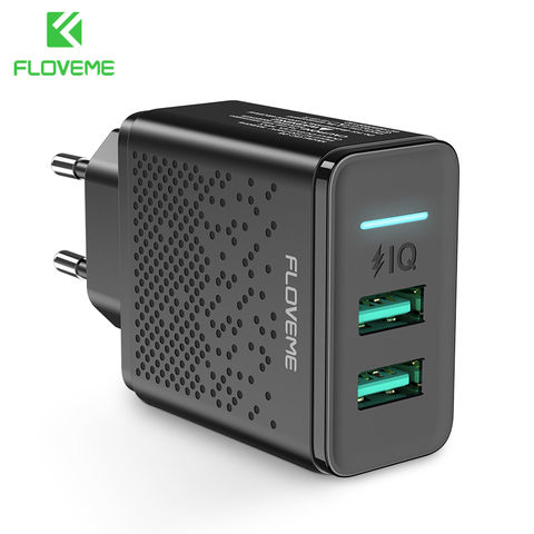 FLOVEME-cargador USB Dual de 5V y 2,4 a, adaptador de carga rápida de pared con Enchufe europeo para iphone, ipad, mini, Samsung y Xiaomi ► Foto 1/6