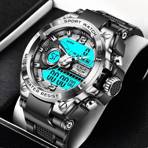 LIGE-reloj Digital deportivo de cuarzo para hombre, cronógrafo creativo de buceo, con alarma, resistente al agua, pantalla Dual, Masculino, 2022 ► Foto 1/6