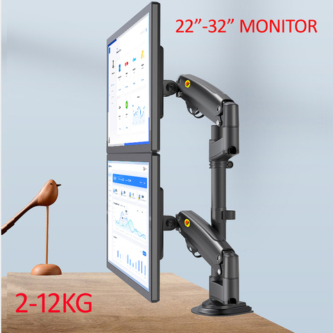 NB-Soporte de escritorio de doble monitor H180, brazo de resorte de Gas, montaje de TV LCD de movimiento completo, 2-12kg, soporte de abrazadera de doble brazo ergonómico, 22 