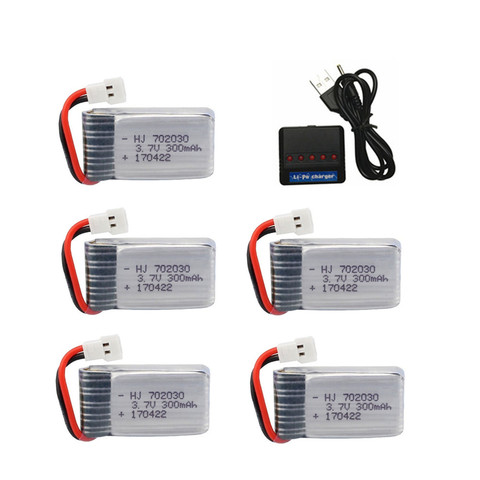 Batería Lipo de 3,7 V y 300mAh + juego de cargador para Hubsan H107 Syma X11C FY530 Udi U816 U830 F180 E55 FQ777 FQ17W RC Drone 702030 batería ► Foto 1/6