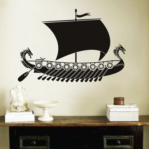 Calcomanía de barco de dragón vikingo para decoración del hogar, papel pintado de vinilo artístico, para sala de estar y dormitorio, nuevo diseño ► Foto 1/2