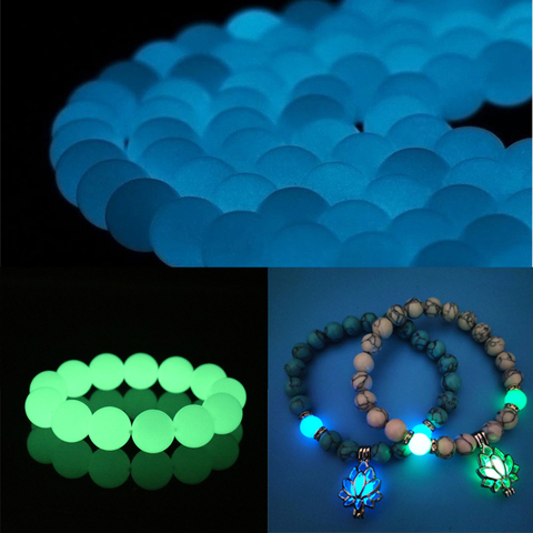 6/8/10/12mm piedras naturales luminoso que brillan en la oscuridad cuentas para fabricación de joyería DIY pulsera de las mujeres joyería de Yoga ► Foto 1/6