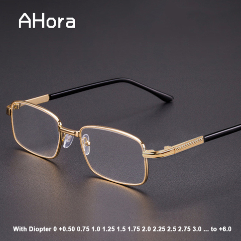 Gafas de lectura de Metal para hombre, lentes de cristal para presbicia, antifatiga con 0 + 0,5 0,75 1,0 1,25 1,5 1,75 2,0 2,5 2,75 3,0 a 6,0 ► Foto 1/6