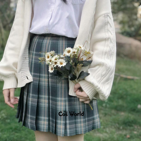 [Letras de the Forest]-faldas de cintura alta a cuadros plisado para chica japonesa, uniforme escolar JK, ropa para estudiantes ► Foto 1/6