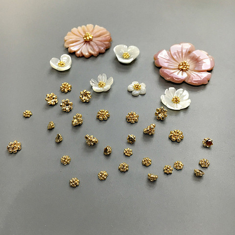 20 unids/pack 3/5mm Color dorado/plateado brotes de flores joyería de DIY pendientes broche de perlas para las mujeres encanto accesorios de fabricación de la joyería ► Foto 1/6