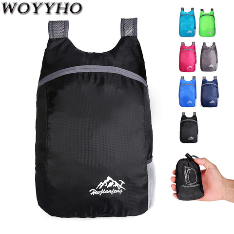 Mochila plegable ultraligera de 15L para hombre y mujer, bolsa plegable para exteriores, almacenamiento de viaje resistente al agua, pequeña mochila de día ► Foto 1/6