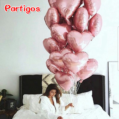 10 Uds 18 pulgadas oro rosa amor color de rosa rojo de Globos de helio con forma de corazón boda Globos de fiesta de cumpleaños Día de San Valentín Globos suministros ► Foto 1/6