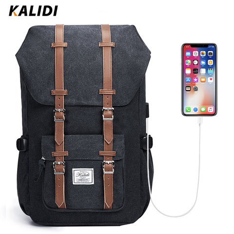 KALIDI portátil mochila bolsa de 15,6-17,3 pulgadas para hombres y mujeres de viaje bolsa de la escuela para el Macbook Air Pro 15 17 de moda portátil USB ► Foto 1/6