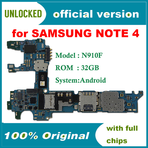 Placa base N910F para Samsung Galaxy Note 4 desbloqueada, Original, 32gb, versión europea, para Note 4, N910F ► Foto 1/2