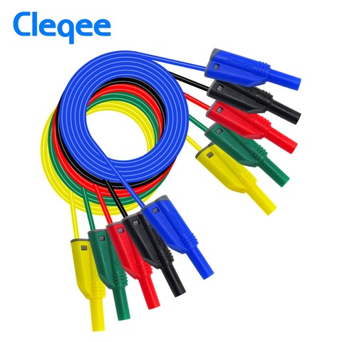 Cleqee-Cable de silicona blanda de prueba de enchufe Banana de P1050-1, 4mm, enchufe macho apilable seguro, 1M, alambre, 14AWG, 1000V/10A ► Foto 1/6