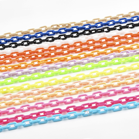 Cadena de eslabones acrílicos de colores, llaveros con broche de langosta para fabricación de collares y pulseras, eslabones de plástico, 40cm x 10 Uds. ► Foto 1/6