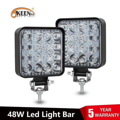 OKEEN-barra de luz led antiniebla para coche, luz de trabajo para 4x4, SUV, Tractor, camión, 48W, 16led, 12V, 24V ► Foto 1/6