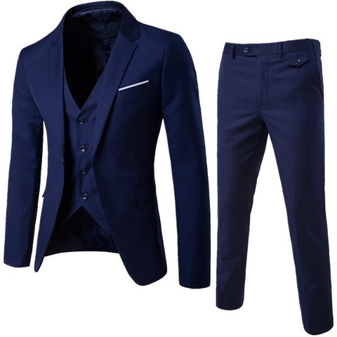 Conjunto de Blazer clásico para hombre, chaqueta de negocios, chaleco y pantalones, para fiesta de boda, 3 piezas ► Foto 1/6