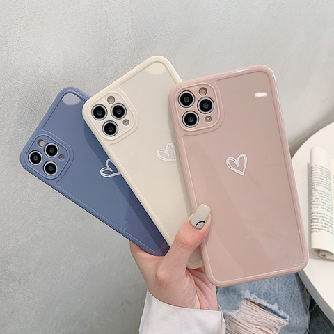 Funda de teléfono con corazones de amor para iPhone, carcasa de TPU suave a prueba de golpes para cámara, para iPhone 12 11 Pro Max X XS XR 7 8 Plus SE 2022 ► Foto 1/6