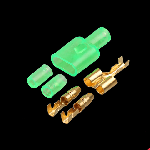 10/20/50sets 4,0 terminal de bala auto eléctrico conector de alambre de diámetro 4mm + hembra 1 : 2 verde ► Foto 1/6