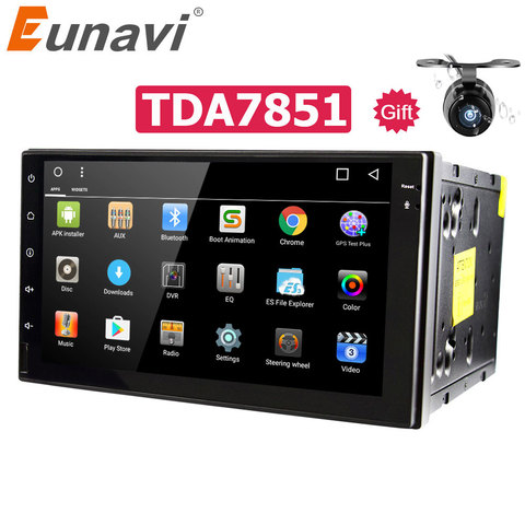 Eunavi 7 ''Quad core 2 din Android 7,1 universal Car Radio Audio estéreo unidad de cabeza GPS navegación 1024*600 HD cuerpo negro wifi bt ► Foto 1/5