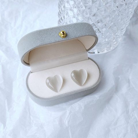 Pendientes de piedra ópalo de resina transparente blanco suave para mujer, fruta acrílica, pendientes de abrochar de corazón de amor, joyería de viaje, 2022 ► Foto 1/5