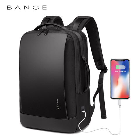 BANGE-mochila para ordenador portátil para hombre, morral multifunción de 15,6 pulgadas para oficina y trabajo, Unisex, color negro, para viaje ► Foto 1/6