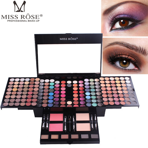 Juego de maquillaje profesional, 190 colores, paleta de sombras de ojos Multicolor, polvos para colorete, cejas con cepillo, delineador de ojos, Kits de belleza ► Foto 1/6