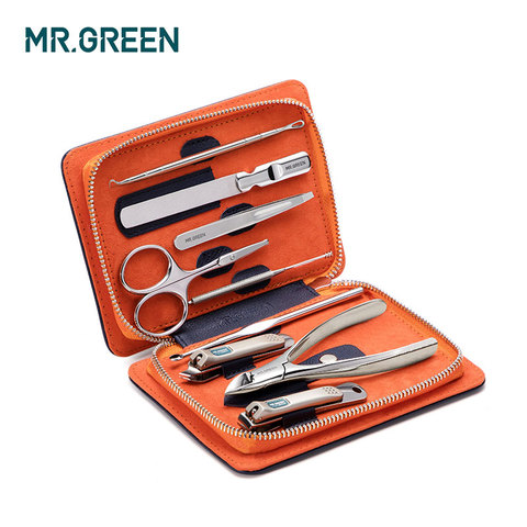 El Sr. Verde 9 unids/set uñas de arte Clipper tijeras pinzas cuchillo dedo set profesional de manicura Nosehair corte aseo kitManicure herramientas ► Foto 1/6