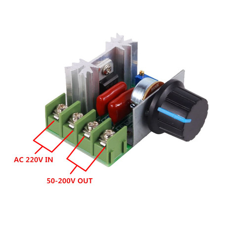 Regulador de voltaje de 2000W, regulador electrónico de tiristor sin escobillas con control de velocidad del motor, CA de 220V, Interruptor de control de temperatura ► Foto 1/4