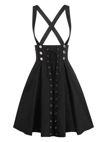 Wipalo de talla grande 3XL negro Casual falda gótico Streetwear mujeres Botón de encaje una línea falda doble botonadura Mini faldas sólidas ► Foto 1/6