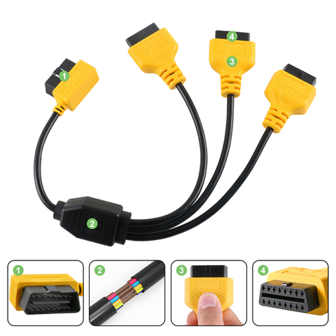 AUTOOL-Cable de extensión Obd2 de 16 Pines, Cable de transferencia ODB de 50cm, 2 enchufes OBD, conector plano de 16 pines ► Foto 1/6