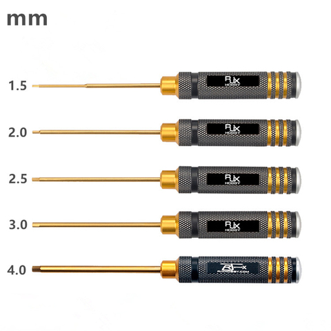 RJX Super duro HSS titanium Chapado en llave hexagonal herramientas destornilladores Kit 1,5/2,0/2,5/3,0/4,0mm para el modelo de RC avión ► Foto 1/6