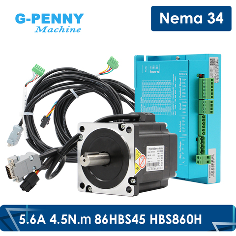 ¡Nueva llegada! Nema34-kit de motor paso a paso de bucle cerrado, 4,5 nm, HBS860H + 86HBS45, servocontrolador híbrido de 2 fases CC (30-100V) /CA (20-70V) ► Foto 1/6