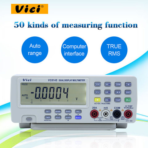 Multímetro Digital de Banco superior, medidor de temperatura, PC analógico, 80.000 recuentos, gráfico de barra analógica con 23 segmentos DMM VICH VC8145 ► Foto 1/6