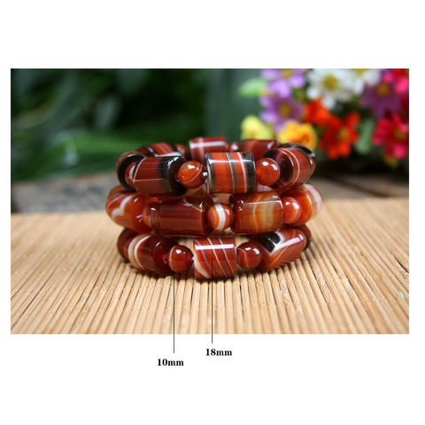 Piedras naturales, pulseras de ágatas de rayas Multicolor Sardonyx, brazalete de cuentas redondas, joyería de cuarzo de cristal para hombres y mujeres, regalo de amor y energía ► Foto 1/4