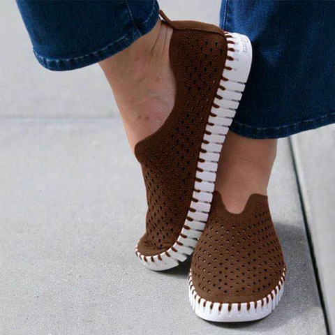 Sandalias de verano caladas para mujer, mocasines informales suaves transpirables, calzado plano para mujer ► Foto 1/5