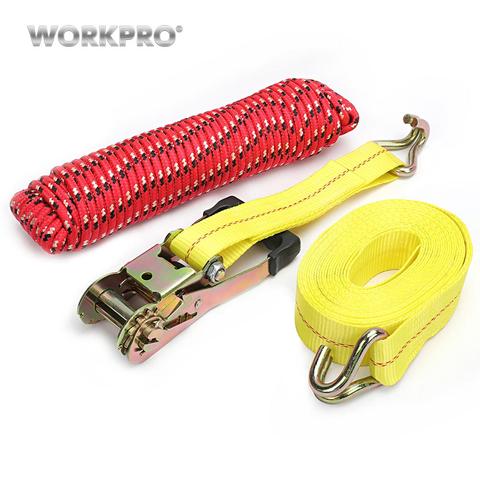 Workpro-Cinturón de carga con hebilla para coche, correa de carga de trinquete fuerte, amarre de carga de equipaje, 3 uds. ► Foto 1/6