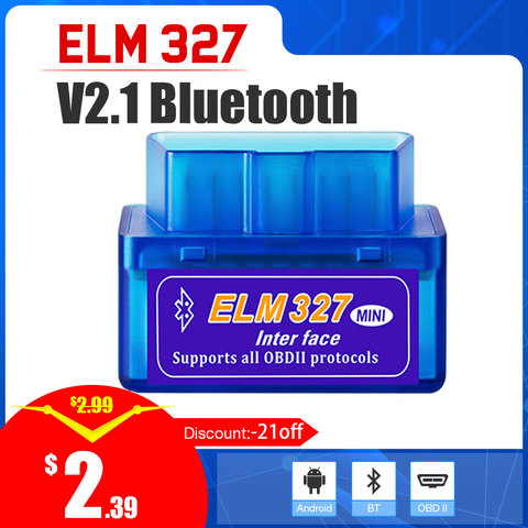 ELM327-Bluetooth V2.1 para Android elm 327, compatible con lector de código OBDII ► Foto 1/6
