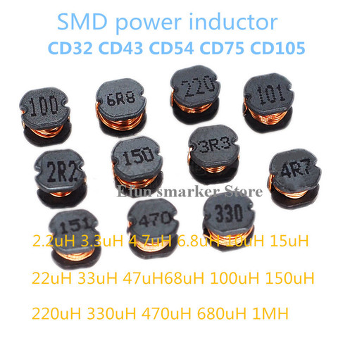 20 piezas Inductores de potencia SMD CD32 CD43 CD54 CD75 CD105 2.2uH 3.3uH 4.7uH 6.8uH 10uH 100uH 150UH 220UH 330UH 470UH 680UH 1000UH ► Foto 1/4