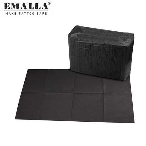 Babero negro para tatuaje, mantel desechable, almohadilla para tatuaje, hojas impermeables, limpieza de papel, accesorios para tatuaje, 20/50/100/125 Uds. ► Foto 1/6