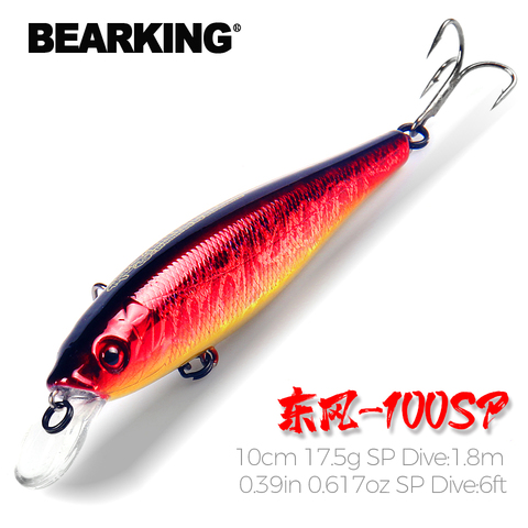 Bolas de tungsteno Bearking fundición larga 10cm 17,5g nuevo modelo de Señuelos de Pesca cebo duro buceo 1,8 m minnow, minnow profesional de calidad ► Foto 1/6