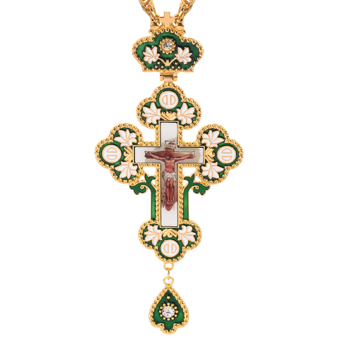 Colgante de cruz pectoral, collar de colden para iglesia cristiana, regalo de bautismo, religioso, con íconos ► Foto 1/6