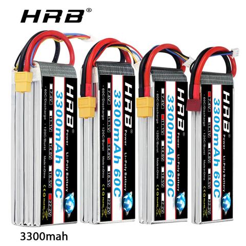 HRB-batería Lipo 3S 4S 6S 3300mAh 7,4 V 11,1 V 14,8 V 18,5 V 22,2 V 60C 120C con conector EC5 XT60 para FPV Quadcopter helicóptero ► Foto 1/6